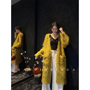 三吉黑花【賀穗】針織羊毛衫毛衣開(kāi)衫2025新款流行打底衫內搭上衣 黃綠(開(kāi)衫) S