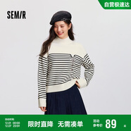 森馬（Semir）森柔|地理系列毛衣女冬季半高領(lǐng)刺繡條紋衫101724107022