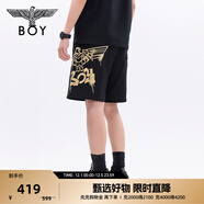 BOY LONDON春夏男女同款經(jīng)典老鷹燙金百搭潮牌短褲N14800 黑色 XS