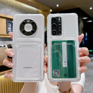 華為簡(jiǎn)約純色透明卡包適用華為榮耀90手機殼mate60prox50gt放照片80證 高透一體卡包 OPPOA52