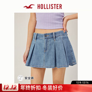 HOLLISTER25夏美式Y2K辣妹Miu系牛仔短裙褲女裝343-5044 淺色水洗 S (165/68A)標準版
