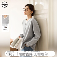 對白【AN大碼系列】疊穿假兩件圓領(lǐng)衛衣冬季微胖mm復古百搭T恤上衣 花灰色 L 建議體重125-135