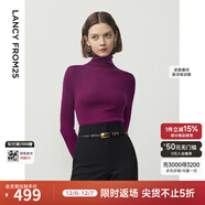 朗姿【秀款 明星同款】純羊毛無(wú)縫針織衫上衣內搭打底衫曠野美拉德女 紫紅色 S