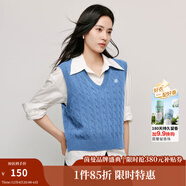 茵曼（INMAN）針織馬甲女老錢(qián)風(fēng)V領(lǐng)薄冬季學(xué)院風(fēng)內搭毛衣 碧海藍 L