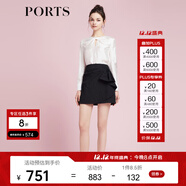 PORTS寶姿商場(chǎng)同款春季新品女裝半身裙短裙SD8S010PFQ070 黑色 XS (2)
