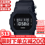 卡西歐（CASIO）G-SHOCK系列經(jīng)典小方塊街頭時(shí)尚運動(dòng)防水防震方形手表男送禮推薦 經(jīng)典黑帆布表帶DW-5600BBN-1