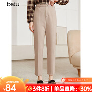 betu百圖女裝氣質(zhì)通勤款中高腰彈力毛呢休閑煙管顯瘦直筒西褲2110T52 卡其色 M
