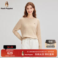暇步士（Hush Puppies）【何泓姍明星同款】女裝2025秋冬新款經(jīng)典基礎軟糯含羊絨線(xiàn)衣 卡其杏 M