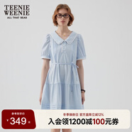 Teenie Weenie小熊女夏季娃娃領(lǐng)A字白色連衣裙蕾絲學(xué)院風(fēng)甜美時(shí)尚短裙