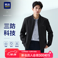 海瀾之家（HLA）夾克男25新款輕商務(wù)經(jīng)典三防印花棒球領(lǐng)外套秋季 黑色60 S 165/84A 推薦114~124斤