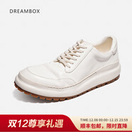 dreambox鈞博老爹鞋vibram防滑耐磨厚底增高男士高檔馬皮休閑皮鞋 白色 38