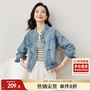 尚都比拉春秋款純棉牛仔外套短款高級感女裝氣質(zhì)休閑百搭上衣 牛仔藍 S 
