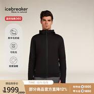 icebreaker美麗奴羊毛男女360 Realfleece戶(hù)外徒步登山運動(dòng)開(kāi)衫連帽衛衣外套 001/黑色-男-上衣0A571U L