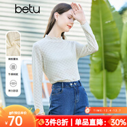 百圖betu女裝春季新款T恤泫雅風(fēng)蕾絲長(cháng)袖時(shí)尚疊穿T恤女2301T15 米白 M