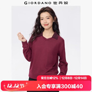 佐丹奴衛衣女裝秋冬新款霧彩色時(shí)尚撞色V字翻領(lǐng)套頭上衣05325807