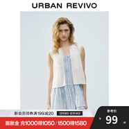 UR2025夏季新款女波嬉風(fēng)拼接蕾絲系帶無(wú)袖開(kāi)襟襯衫UYL250054 本白 (面料微透) XS