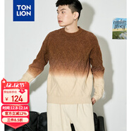 唐獅（TonLion）2023男毛衣漸變麻花針織衫寬松絞花毛衫 琥珀色 S 