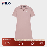 FILA 斐樂(lè )官方女子針織連衣裙時(shí)尚修身POLO領(lǐng)短袖裙子 瓊脂粉-PK L (170) 88A