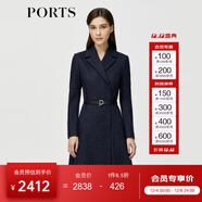 PORTS寶姿秋冬新品女裝長(cháng)袖中長(cháng)連衣裙ALM9N013LCF030 丈青 M (6)