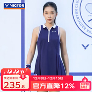 威克多（VICTOR）羽球俱樂(lè )部系列 羽毛球服 透氣有彈力男女款針織運動(dòng)短袖短褲短裙 連衣裙KT-5511VBC/B信標藍 M
