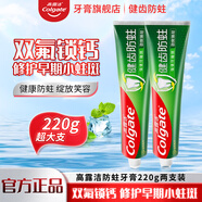 高露潔健齒防蛀牙膏勁爽清新薄荷強健牙釉質(zhì)雙氟配方家庭裝 健齒防蛀220g*2支【勁爽薄荷】