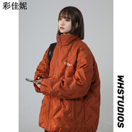 彩佳妮特大碼防風(fēng)保暖羽絨服大碼女裝加碼美國短白鴨為婦女冬季新光外衣 橘色 M (90-110斤)