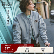 Teenie Weenie小熊秋冬簡(jiǎn)約休閑復古飛行員夾克棉服棒球服外套女裝 灰色 XS (155)