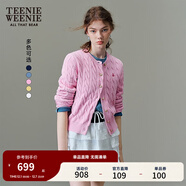 Teenie Weenie【趙露思同款】小熊女裝毛衣新款黃色針織衫空調開(kāi)衫 粉色 S