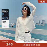 伊芙麗（eifini）V領(lǐng)極簡(jiǎn)百搭寬松超薄百搭空調開(kāi)衫2024秋裝休閑針織衫女 白色 S 80-105斤