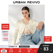 UR2025秋季新款女氣質(zhì)休閑鏤空系帶超短款針織開(kāi)衫UWM950059 米白 M