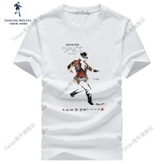 與狼共舞（DANCING WOLVES）【純棉透氣】與狼共舞圓領(lǐng)短袖T恤男2024夏季新款印花半袖短t男 803本白 M 170/88A