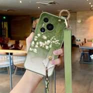 MEKS適用華為Pura70手機殼女款Pura70pro小清新Pura70pro保護套P70Ultra防摔腕帶支架P70手機殼全包水 液態(tài)殼-抹茶綠-水墨綠玉蘭浮雕腕帶-草綠斜跨 華為P30