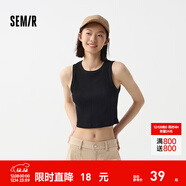 森馬背心女短款緊身圓領(lǐng)內搭簡(jiǎn)約春ins基礎上衣顯瘦小個(gè)子 黑色90001 XL