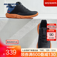 斯凱奇（Skechers）男鞋透氣網(wǎng)面健步鞋一腳蹬休閑鞋軟底休閑運動(dòng)鞋65867 黑色/海軍藍色/BKNV 44