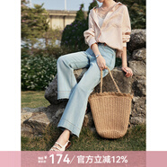 謎秀連帽襯衫女重工蝴蝶刺繡蕾絲衫2025春夏新款雪紡衫外套薄款上衣 牛仔藍 褲子 L