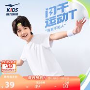 鴻星爾克（ERKE）童裝男女童圓領(lǐng)短袖兒童夏季運動(dòng)針織衫T恤正白165