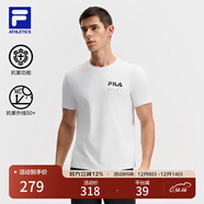 FILA 功能T|斐樂(lè )官方男裝針織短袖2025夏季新款健身運動(dòng)防曬抗菌黑T恤 玉石白-WT 2XL 185/104A/XXL