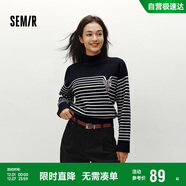 森馬（Semir）森柔|地理系列毛衣女冬季半高領(lǐng)刺繡條紋衫101724107022