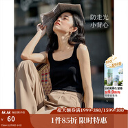 茵曼（INMAN）多色無(wú)袖顯瘦吊帶背心T恤夏季簡(jiǎn)約休閑百搭圓領(lǐng)上衣 黑色 S