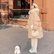 薩肯貓（SAKENMAO）中長(cháng)款感奶呼呼的棉服外套女2025冬季蓬松加厚面包服棉衣 暖卡色 【升級加厚版】 S 【80-100斤】