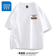 真維斯（Jeanswest）美式印花純棉短袖t恤男春夏季ins寬松圓領(lǐng)上衣新款青年體衫 小標字母記憶便簽白色 2XL 185 建議165-190斤