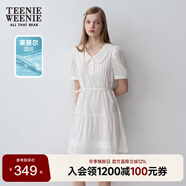 Teenie Weenie小熊女夏季娃娃領(lǐng)A字白色連衣裙蕾絲學(xué)院風(fēng)甜美時(shí)尚短裙