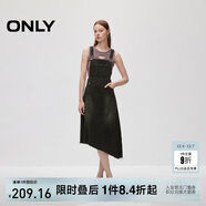 ONLY 2024秋季個(gè)性設計感中長(cháng)款背帶裙牛仔連衣裙女|124342021