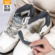 361°女鞋春季加絨靴子女大碼2026保暖高幫雪地靴女士休閑運動(dòng)鞋子女款 羽毛白/月球灰 【長(cháng)毛絨】 38