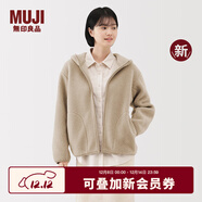 無(wú)印良品（MUJI）女式長(cháng)毛抓絨拉鏈連帽衫女外套長(cháng)袖25年冬季新品搖粒絨短外套女裝 淺米色 M （160/84A）