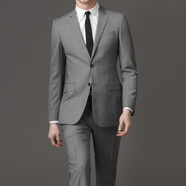 花花公子（PLAYBOY ESTABLISHED 1953）高檔西服套裝男士修身商務(wù)職業(yè)正裝上班西裝套裝新郎結婚 淺灰色 44 -28 體重95-115斤）