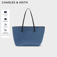 CHARLES&KEITH大容量托特包單肩包包女包媽媽包生日禮物CK2-30151310 Denim Blue深牛仔藍色 XL