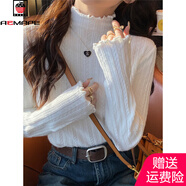 AEMAPE白色打底衫女2025新款秋冬內搭設計感半高領(lǐng)毛衣木耳邊針織衫上衣 白色 M