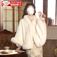 云珀斗篷披肩結婚秋冬加厚婚紗旗袍白色披風(fēng)外套女加絨斗篷式旗袍古風(fēng) 白色披風(fēng)【建議80-130斤】