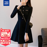 唐獅2025秋季圓領(lǐng)長(cháng)袖連衣裙名媛風(fēng)優(yōu)雅顯瘦百搭淑女溫柔氣質(zhì)潮流